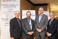 (From left) Greg Simon, JD; Steven L. D’Amato, RPh, BSPharm;  ACCC President Tom A. Gallo, MS; and ACCC Immediate Past President Mark S. Soberman, MD, MBA.