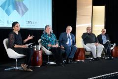 Kavita Patel, MD, MS, FACP, Brookings Institution, moderates her panelists as they prepare to present on “The Convergence of the “Big Data” Explosion, Workforce Shortages, Clinical Advancements, and Payment Reform.”